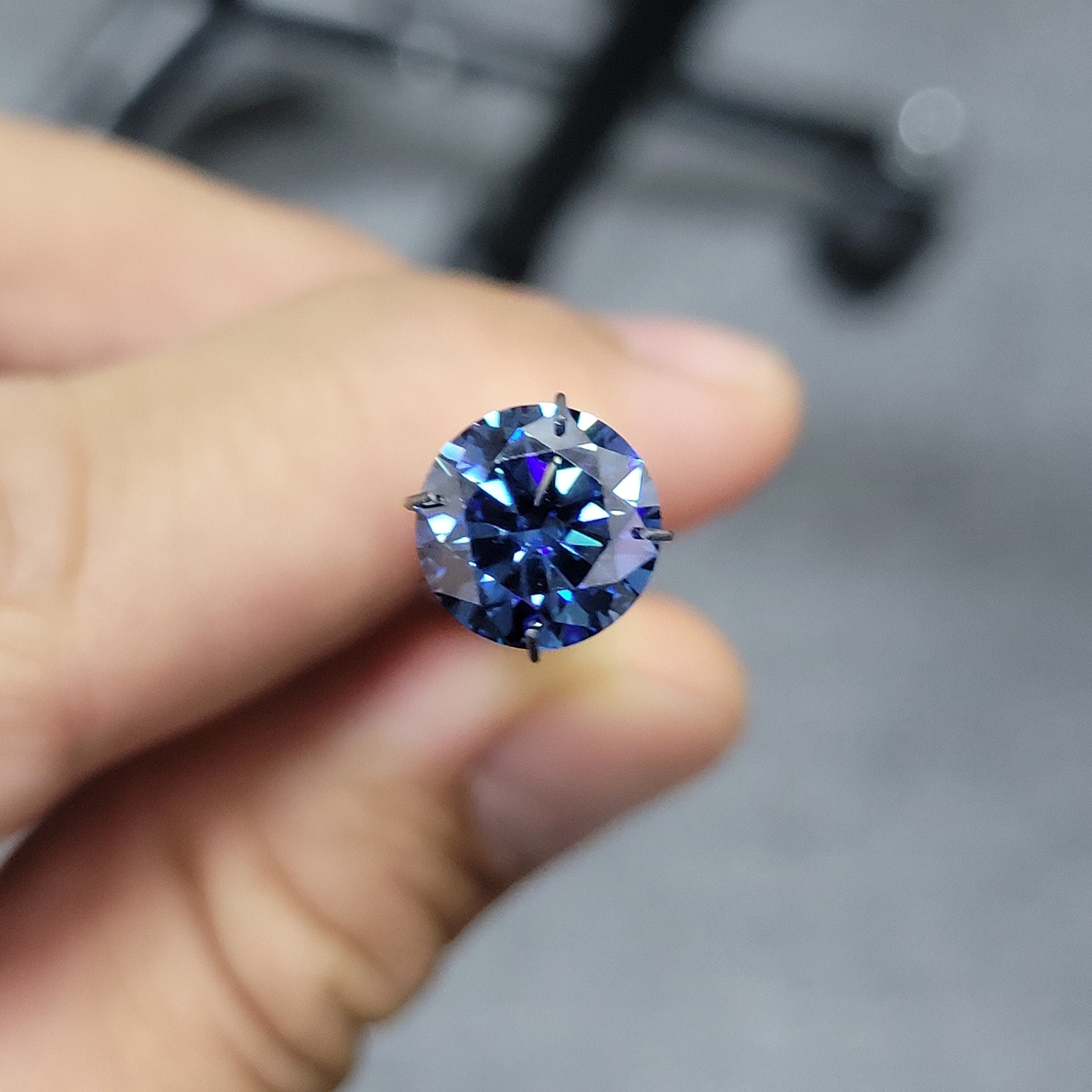 Loose moissanite beads vvs1 vivid blue color round brilliant cut