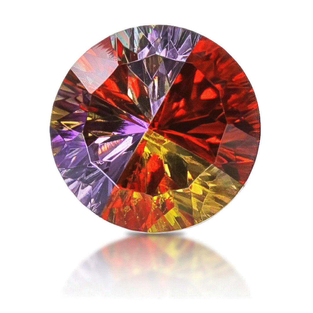 Cubic zirconia 8mm Inlay Tri-colored Gemstone Round Brilliant Cut