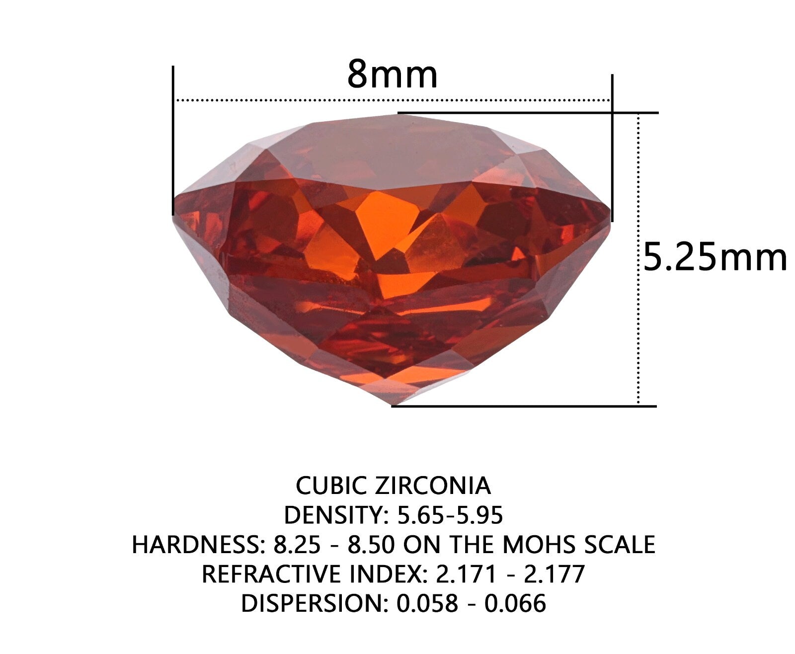 Cubic zirconia 8mm red octagon rose cut gemstone – for jewelry making