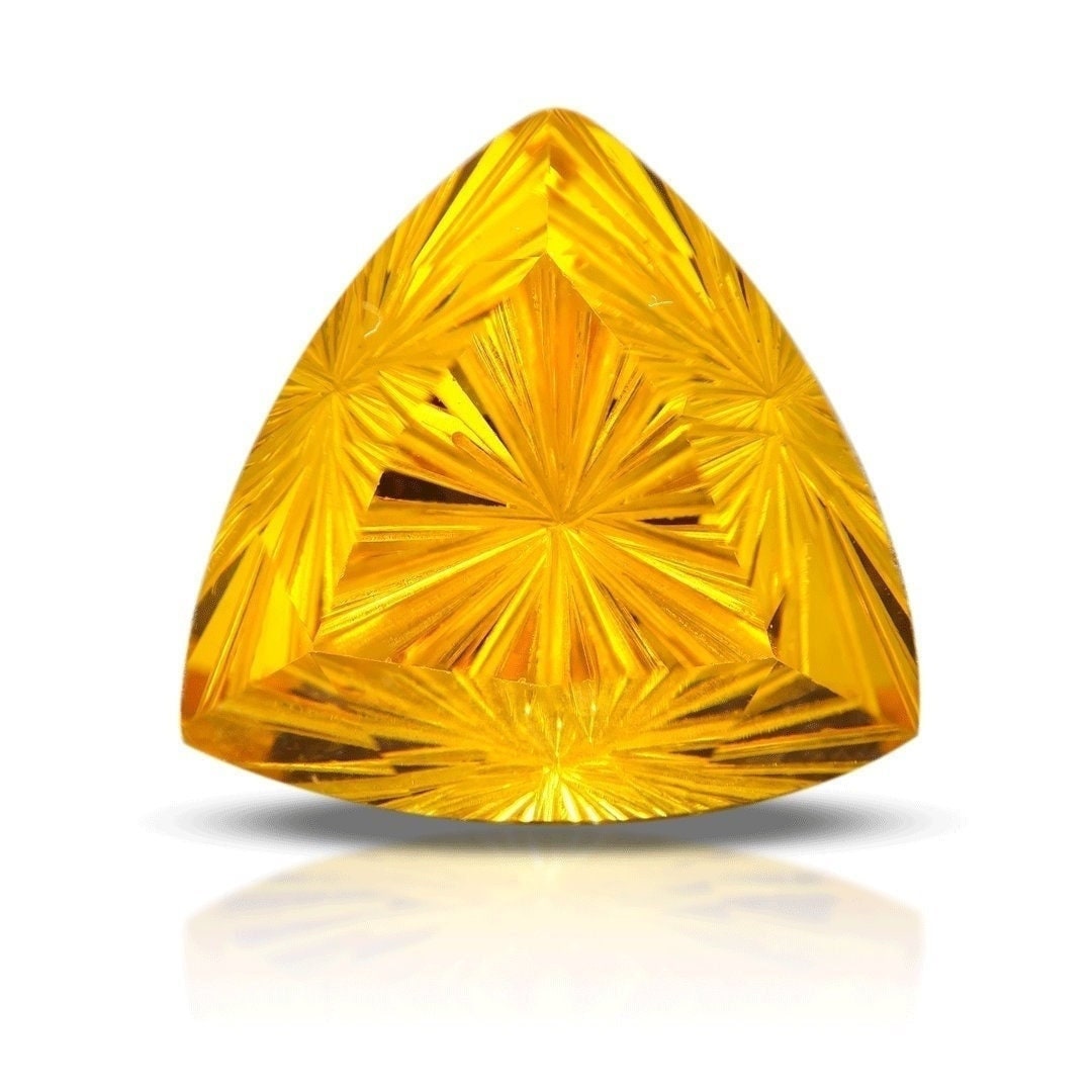 Loose 10mm yellow trillion fantasy cut cubic zirconia