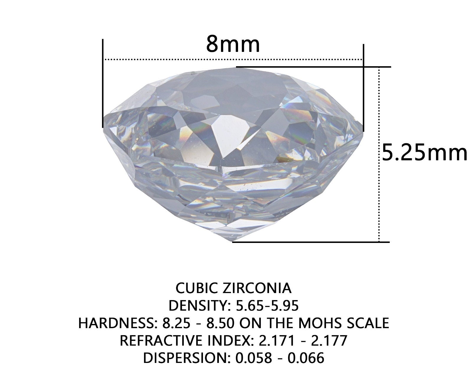 Cubic zirconia 8mm white clear octagon rose cut gemstone – for jewelry making