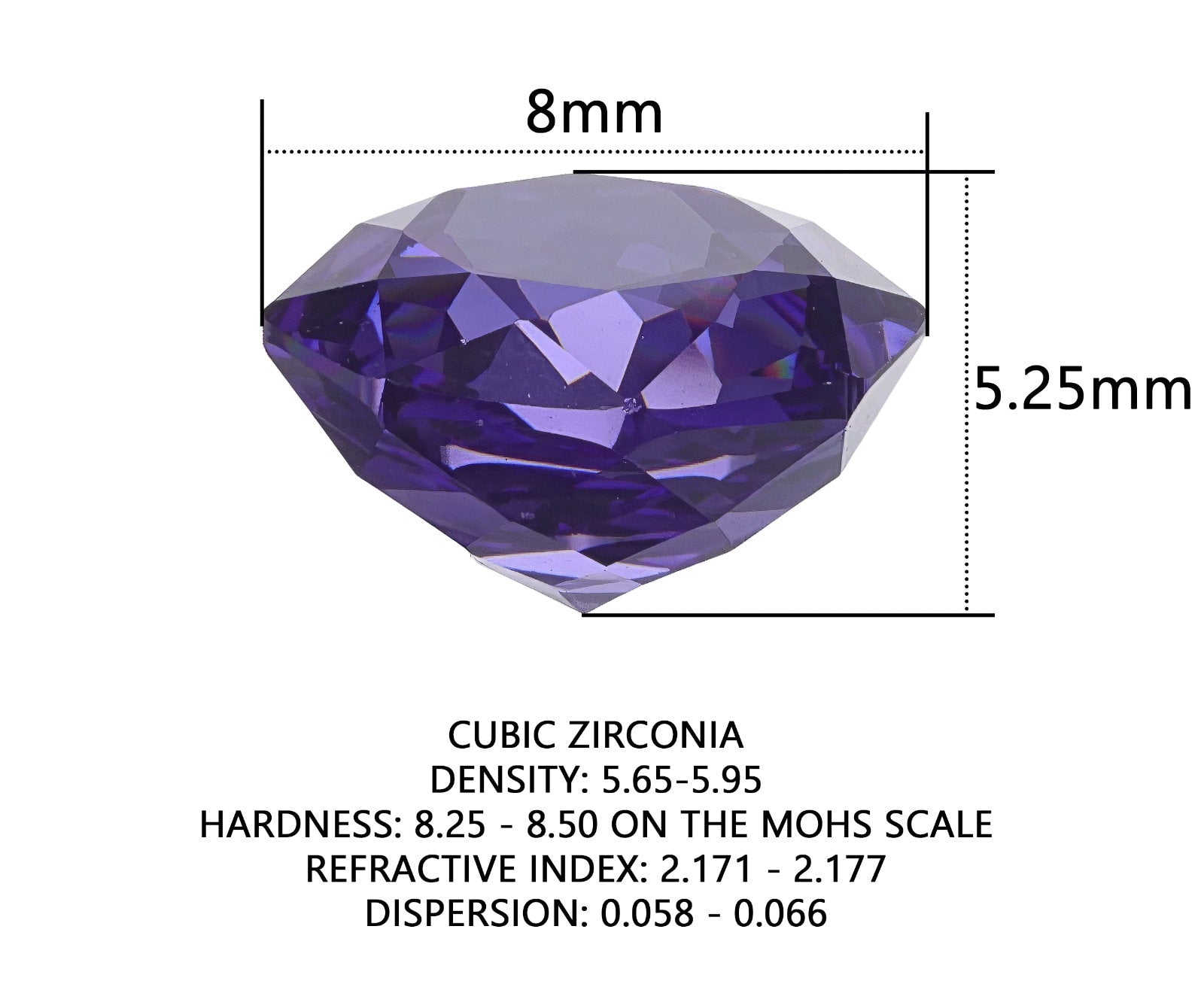 Cubic zirconia 8mm purple octagon rose cut gemstone – for jewelry making