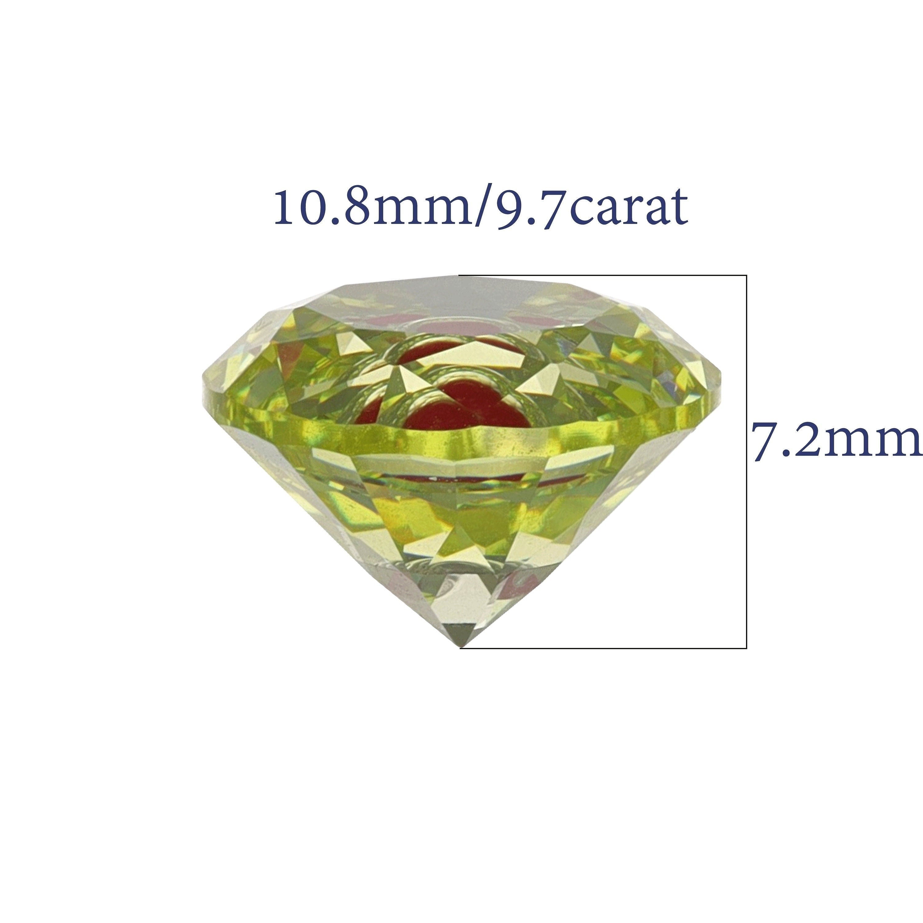 Loose inlay cubic zirconia yellow red- round cut (10mm) loose gemstone