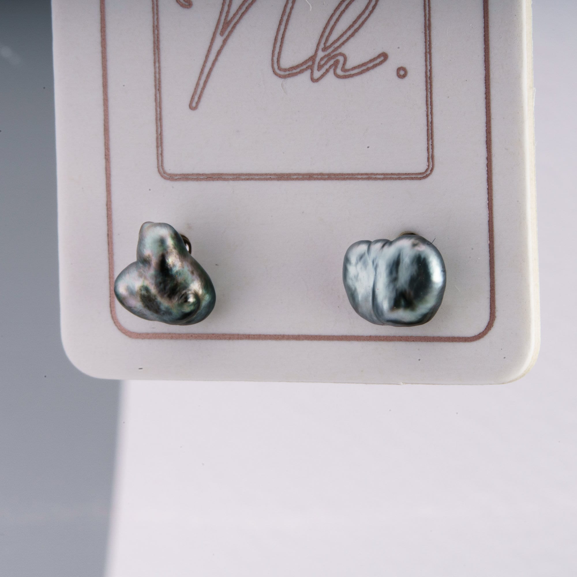 Keshi tahitian pearl earrings 6mm 925 sterling silver rhodium