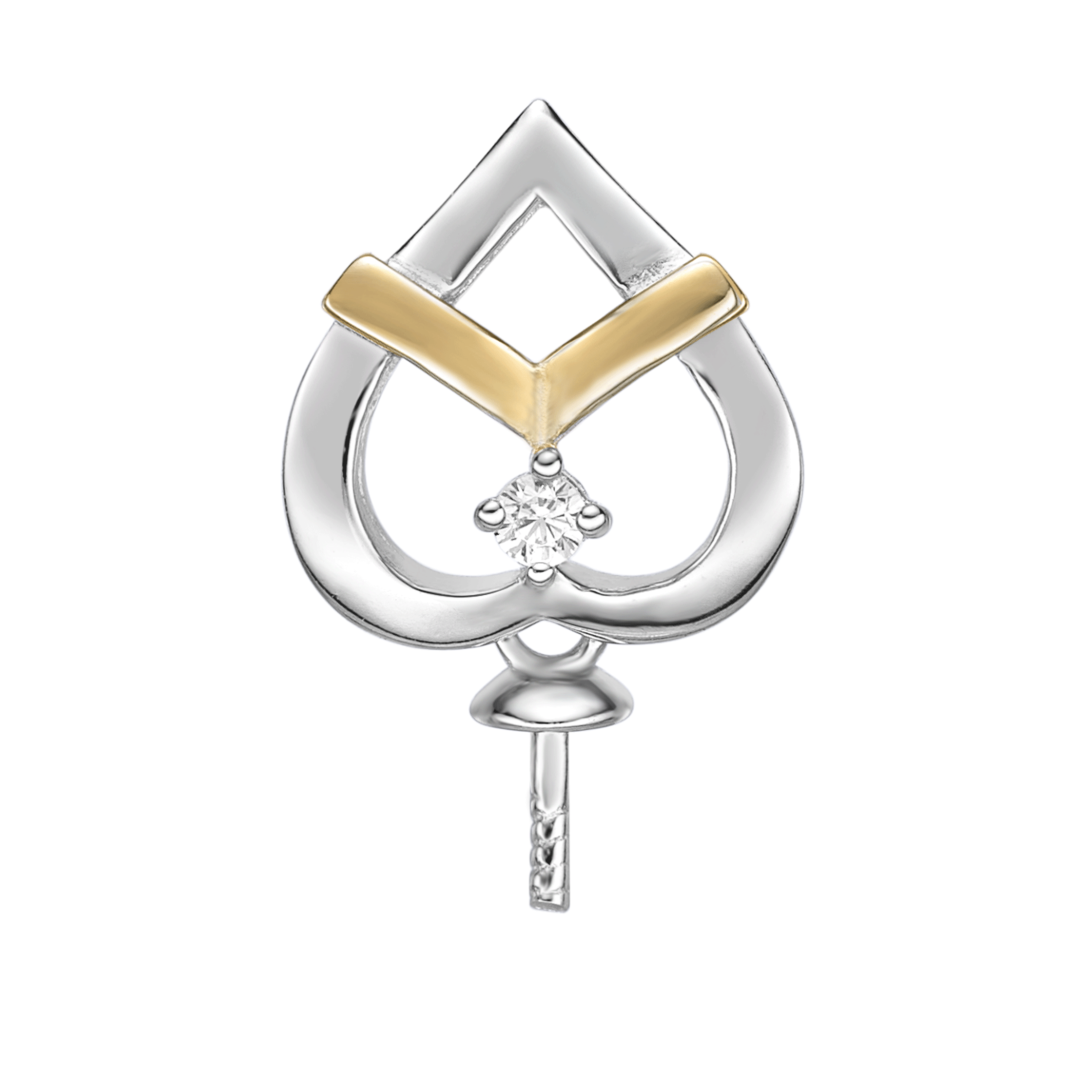 925 sterling silver reverse heart pearl pendant setting - elegant pearl mounting (pearl not included)